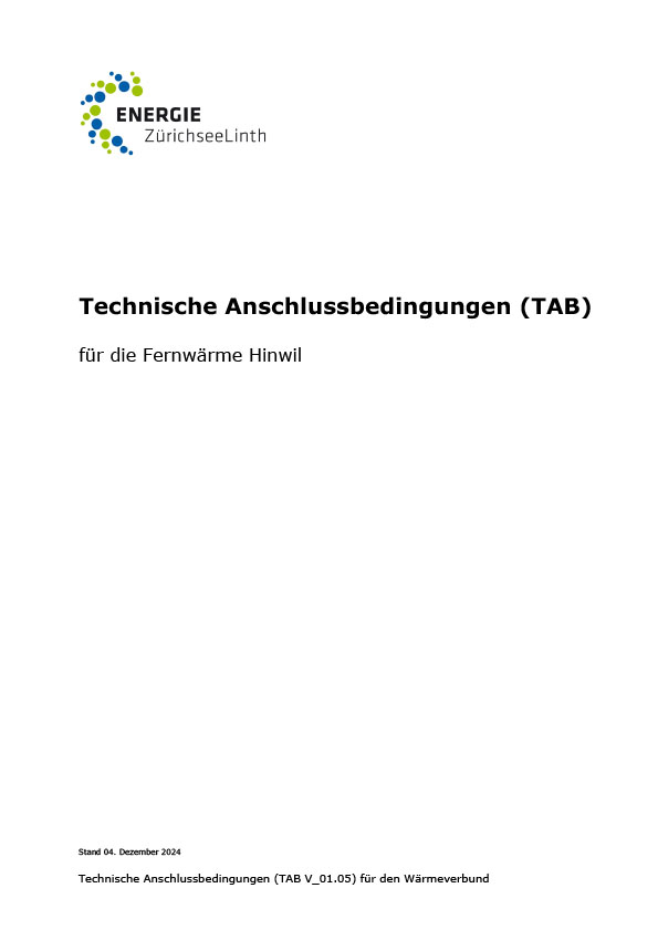 EZL Technische Anschlussbedingungen für Fernwärme Hinwil
